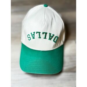 True Brvnd Dallas Embroidered Baseball Cap White Green Snapback